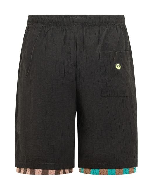 Barrow Black Elasticated Waistband Shorts for men