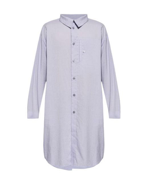 Homme Plissé Issey Miyake Purple Pl Ramie Folded-Yoke Longline Shirt for men