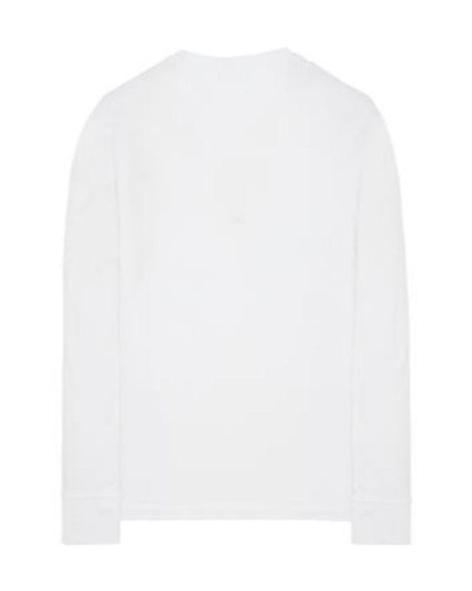 Stone Island White Compass-Patch Crew-Neck Sweatshirt for men
