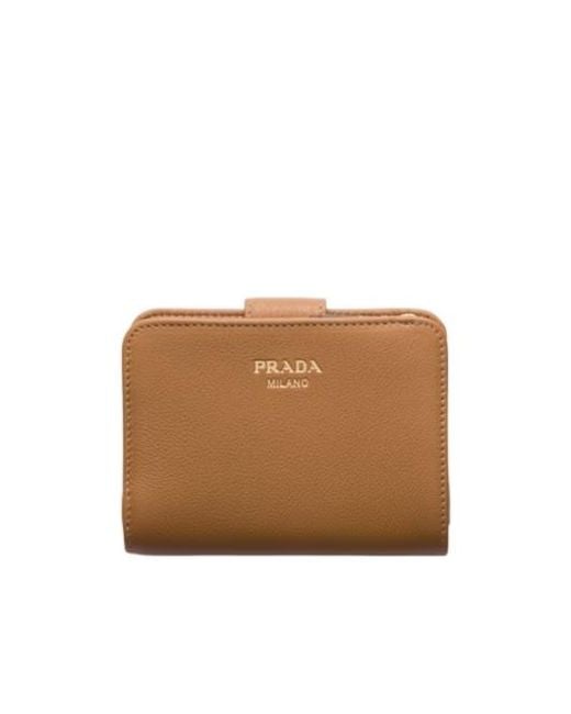 Prada Brown Small Saffiano Leather Wallet