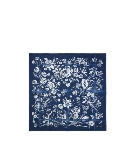 Gucci Blue Cotton Silk Jacquard Pocket Square for men