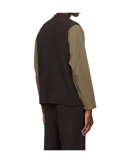 Homme Plissé Issey Miyake Black Crew Neck Knitted Vest for men