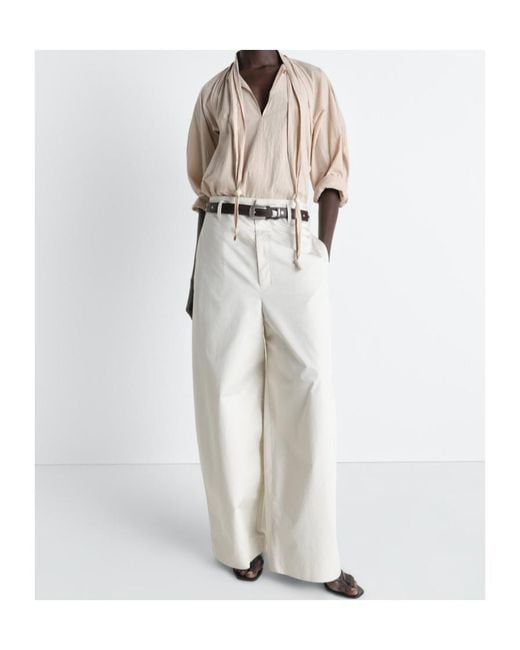 Lemaire White Wide Leg Chino Trousers