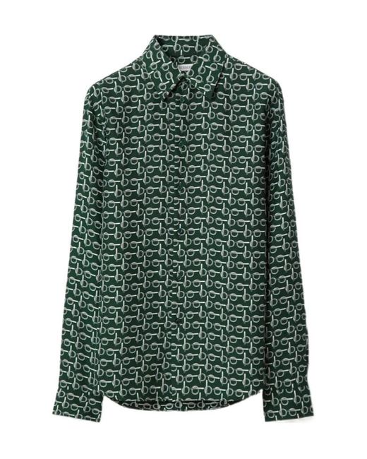 Burberry Green Monogram Printed Long Sleeved Shirt
