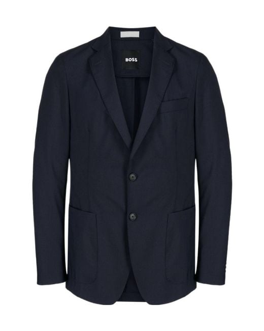 Boss Blue Slim-Cut Single-Breasted Blazer for men