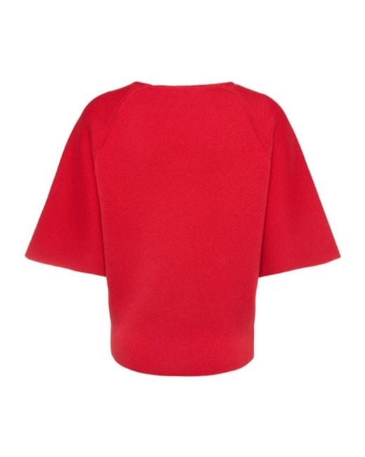 Khaite Red Warren Short Sleeve Compact Wool Top