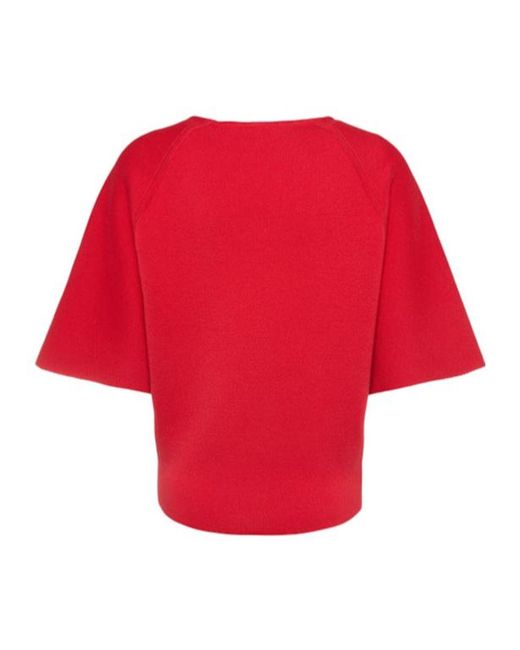 Khaite Red Warren Short Sleeve Compact Wool Top