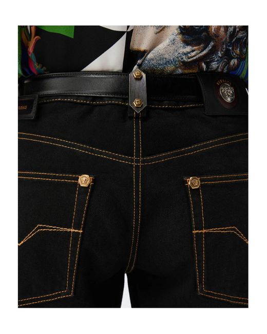 Versace Black Straight Jeans for men