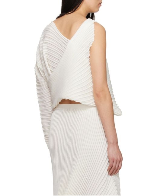 Issey Miyake White Stream Asymmetric Top