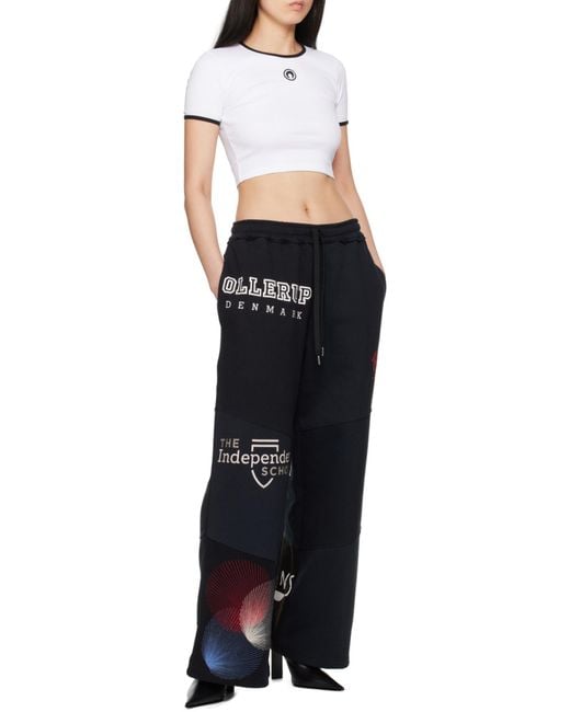 MARINE SERRE White Logo Embroidered Cropped T-Shirt