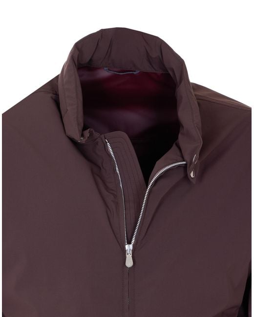 Brunello Cucinelli Purple Elasticated Hem Zipped Bomber Jacket for men