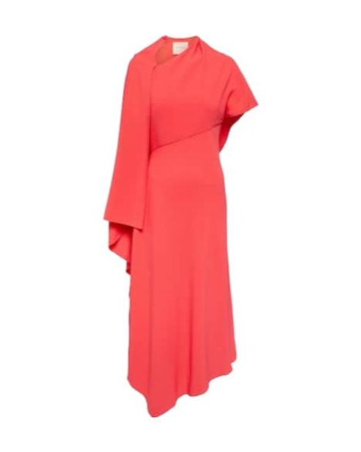 Roksanda Red Pascale Cape-Detail Crepe Maxi Dress