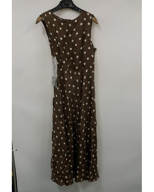 Max Mara Brown Silk Polka-Dot Martina Midi Dress