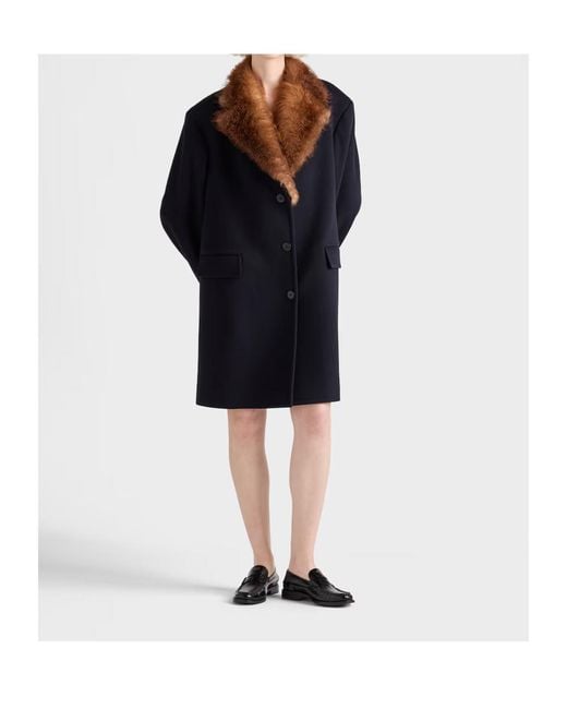 Prada Blue Single-Breasted Long Coat