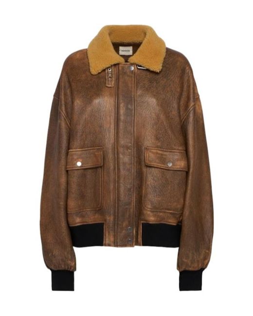 Khaite Brown Sandor Leather Bomber Jacket