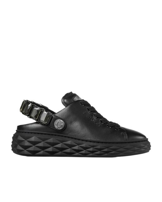 Jimmy Choo Black Round Head Lace Up Low-Top Casual Shoes