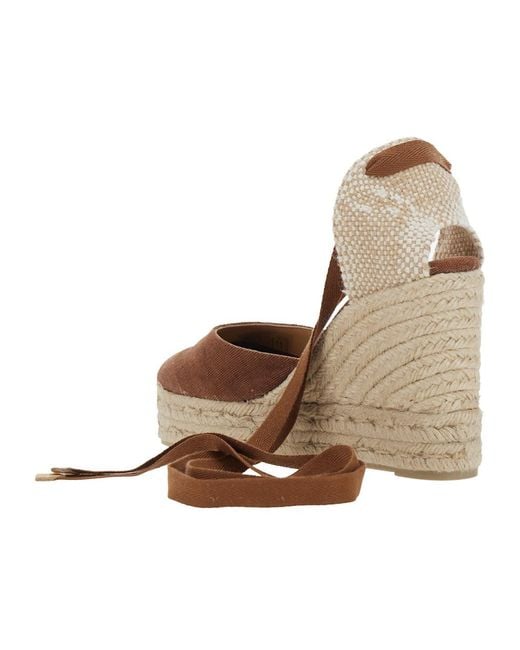 Castaner Brown Straw-Woven Wedge Heels