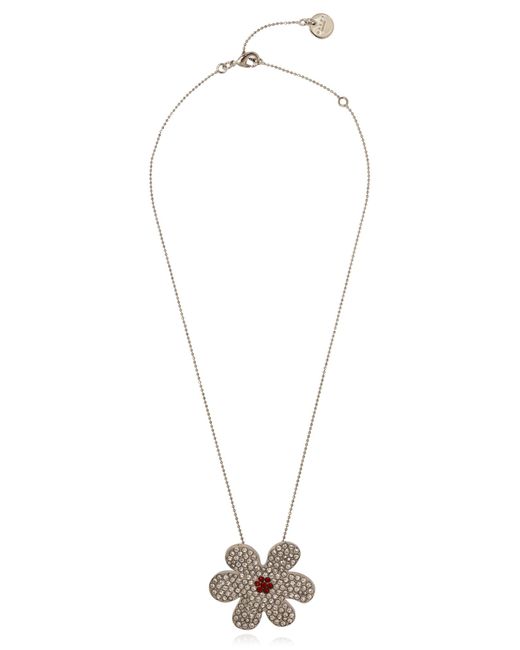 Marni White Floral Embellished Chained Necklace