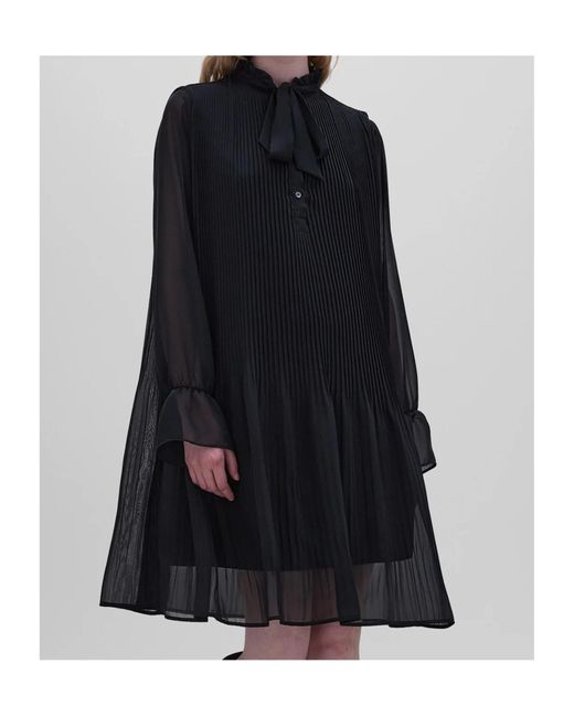 Aspesi Black Georgette Crepe Short Dress