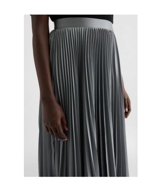 Jil Sander Gray Pleat Detailed Midi Skirt
