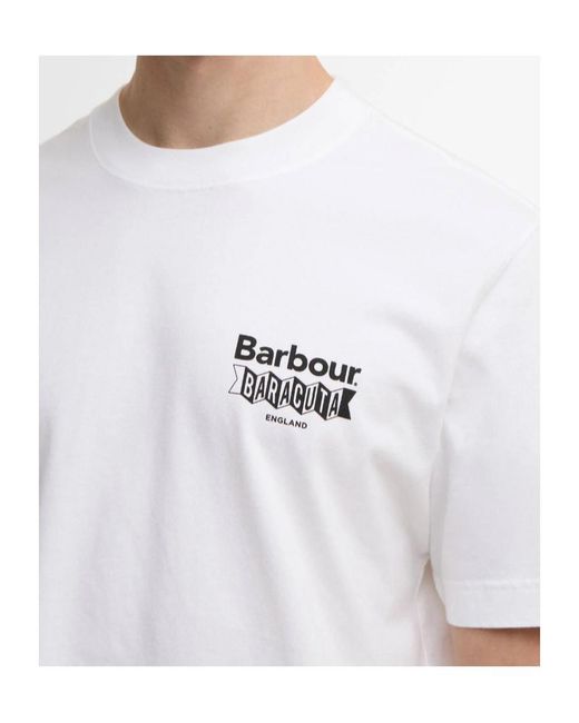 Barbour White Logo-Print T-Shirt for men