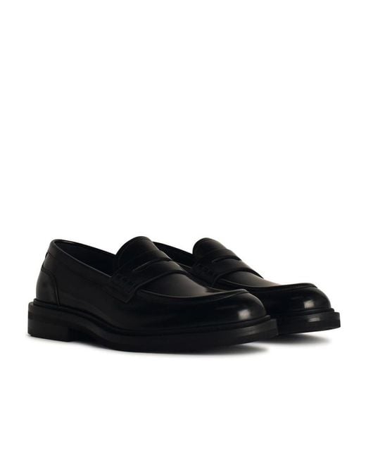 Dolce & Gabbana Black Logo Plaque Round Toe Loafers for men