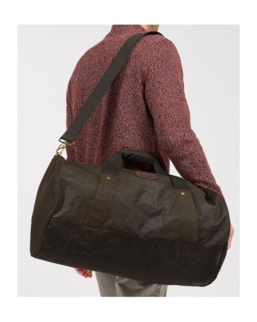 Barbour Black Waxed Travel Duffle Bag for men