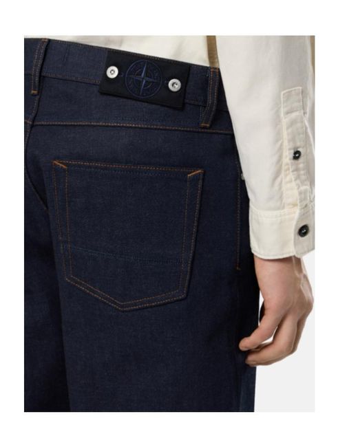 Stone Island Blue Regular-Fit Selvedge Five-Pocket Jeans for men