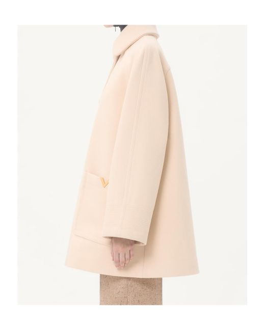 Valentino Natural Logo Plaque Button-Up Peacoat