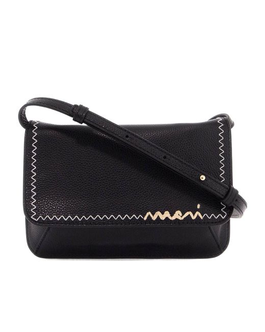 Marni Black Logo-Embroidered Straped Mini Bag