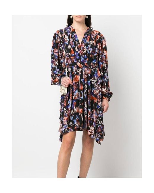 IRO Blue V-Necked Floral Dress