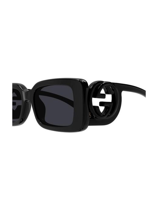 Gucci Black Eyewear Rectangle Frame Sunglasses