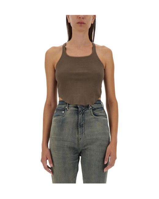 Rick Owens Green Basic Cropped Tank Top