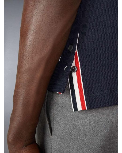 Thom Browne Black Pointelle-Knit Crewneck T-Shirt for men