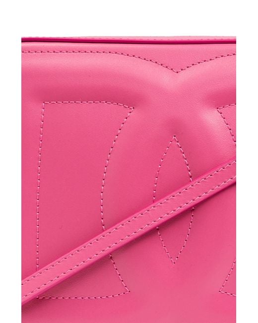 Dolce & Gabbana Pink Logo Embossed Medium Camera Bag