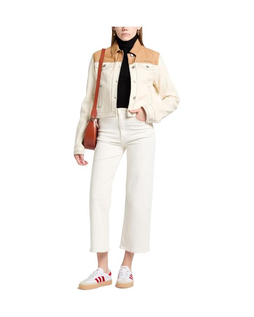 Marni Natural Two-Tone Denim Cropped Jacket
