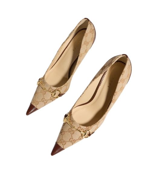Gucci White Donna Horsebit Gg-Supreme Pumps