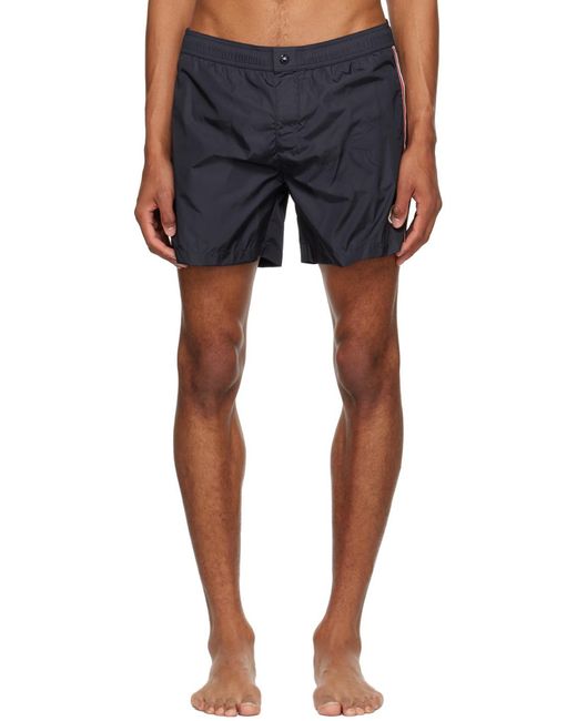 Moncler Blue Logo Patch Boxer Swim Shorts for men