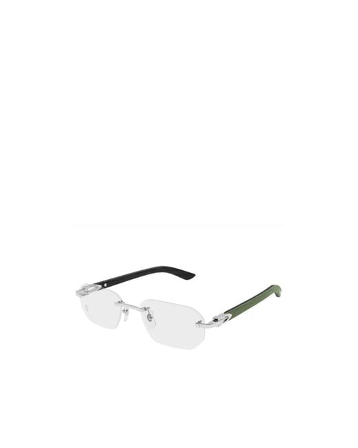 Cartier White Rectangular Frame Glasses for men