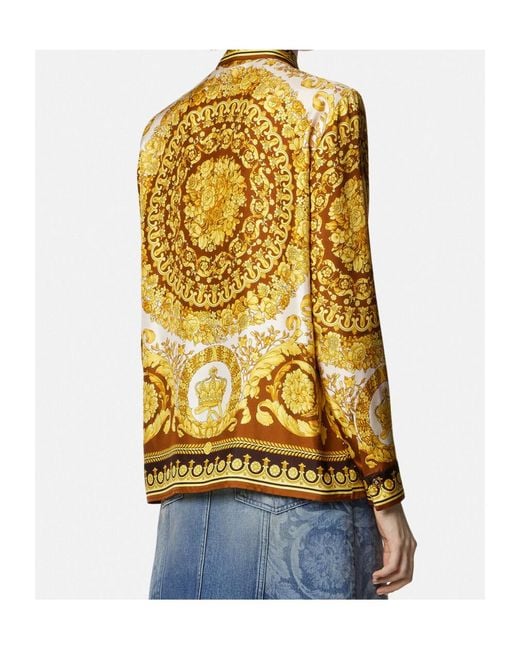 Versace Yellow Pattern-Printed Long-Sleeved Shirt