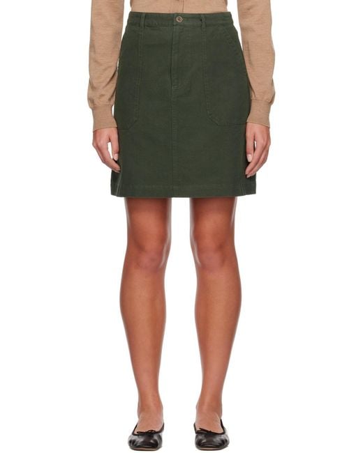 A.P.C. Green Mini Button Skirt