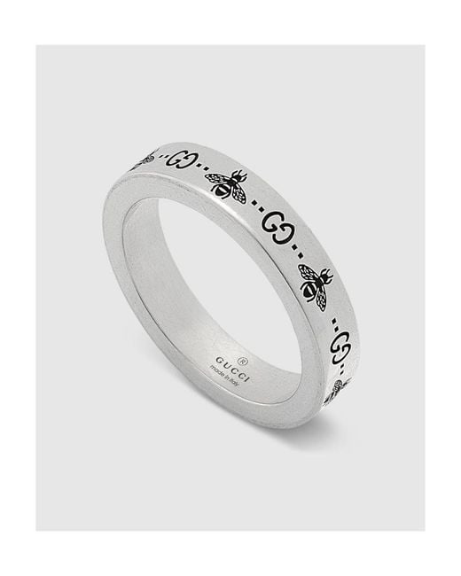 Gucci White Gg-Engraved Ring