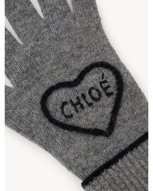 Chloé Metallic Chloé Encoeur Knitted Gloves
