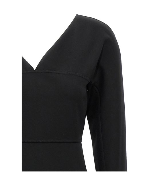 Fendi Black Techno V-Neck Jersey Midi Dress