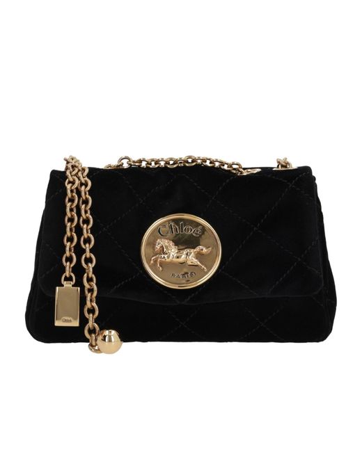 Chloé Black Chloé Heritage Logo Plaque Quilted Small Shoulder Bag