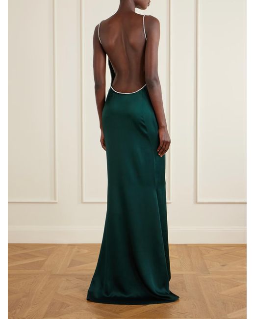 Tom Ford Green Crystal-Embellished Backless Gown