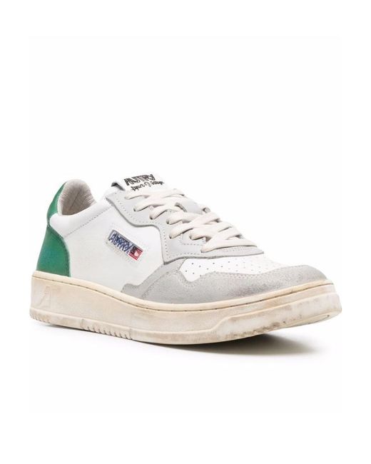 Autry White Distressed Lace-Up Sneakers for men