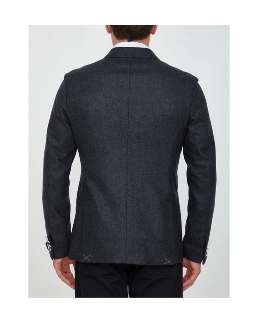Tonello Blue Double-Breasted Flannel Jacket for men