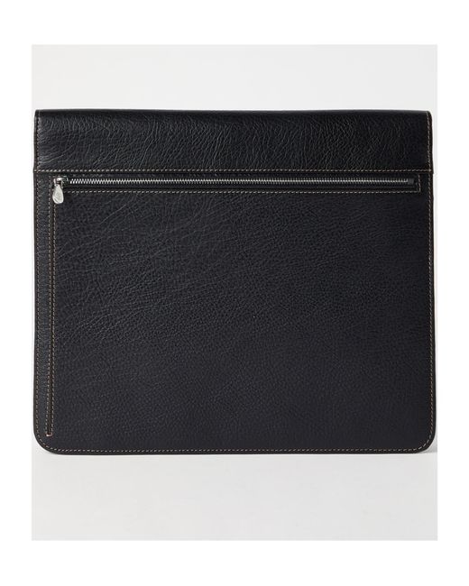 Brunello Cucinelli Black Logo-Debossed Leather Laptop Bag for men