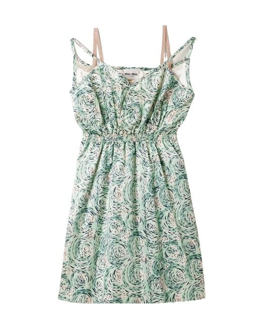 Miu Miu Green Satin Dress